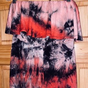 Coral Tie-Dye Strapless Romper - New with tags
